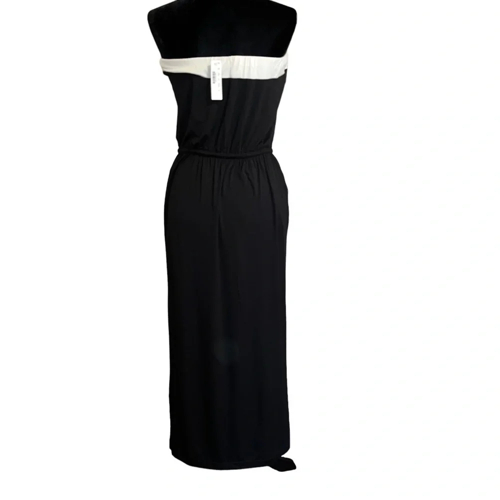 NWT J. Crew Strapless Black and White Maxi Dress Size MP